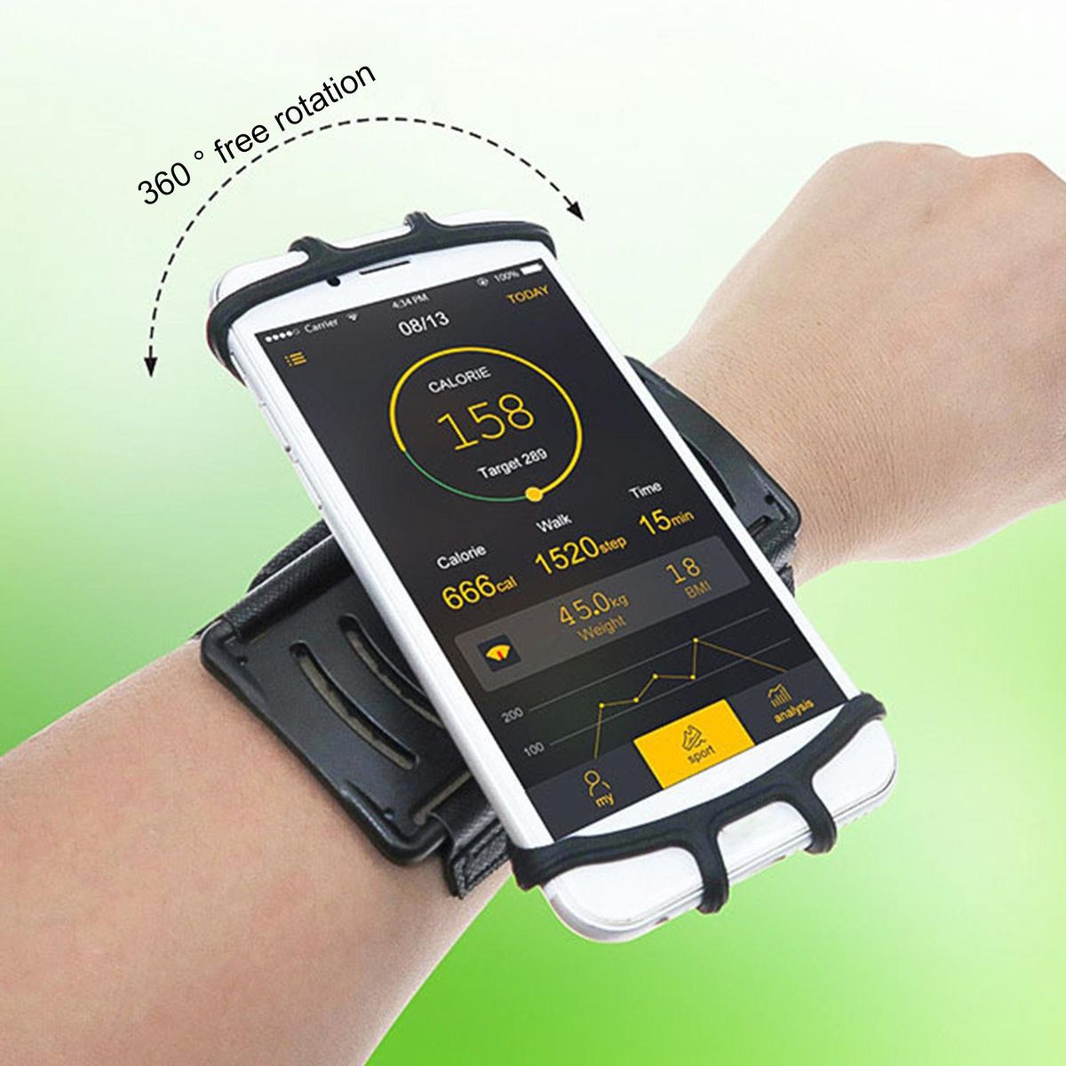 Wrist Phone Bag Cycling Running Arm Bag Black