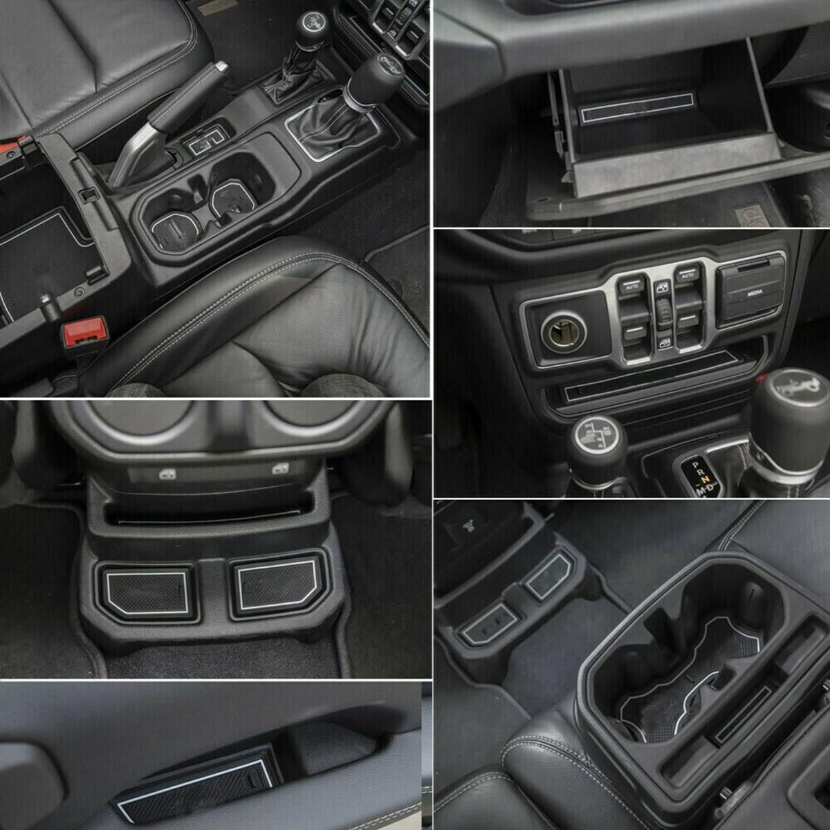Door Slot Mat for Jeep Cup Mat Center Console Liners 19PCS,