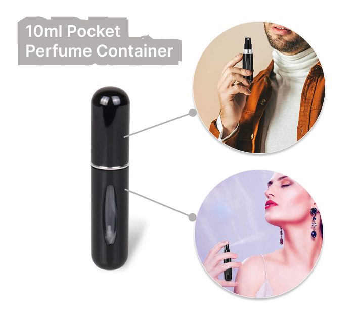 10ml Pocket Size Refillable Perfume Spray Bottle Black