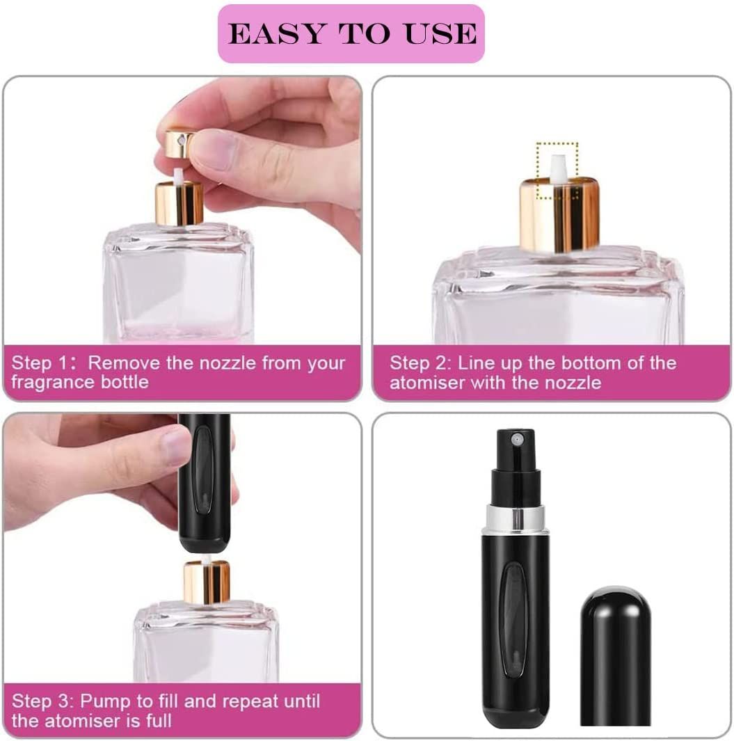 10ml Pocket Size Refillable Perfume Spray Bottle Black