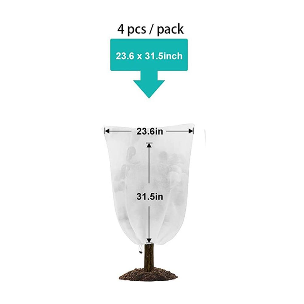 4 Pack Plant Covers Freeze Protection 24X 32In Winter Cold Weather Frost Protection Blanket with Draw for Outdoor