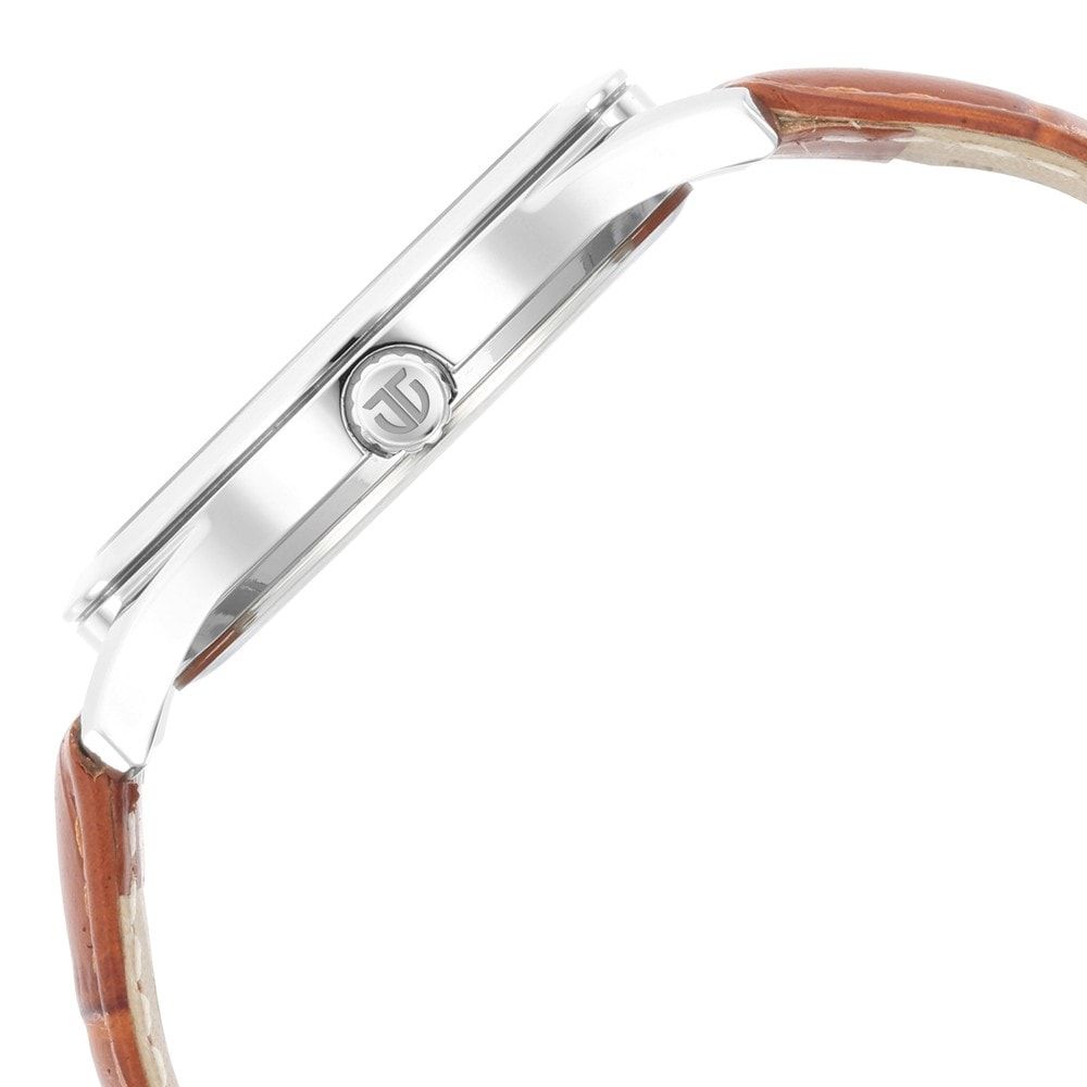 Classic Men's Watch With Rose Gold Dial And Genuine Leather Strap