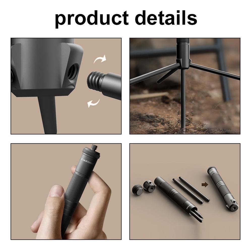 Lightweight Aluminum Alloy Light Holder Detachable Lamp Stand Outdoor Portable Easy To Build Lamp Holder with Tripod Multifunctional Lamp Camera Rack Camping Accessories