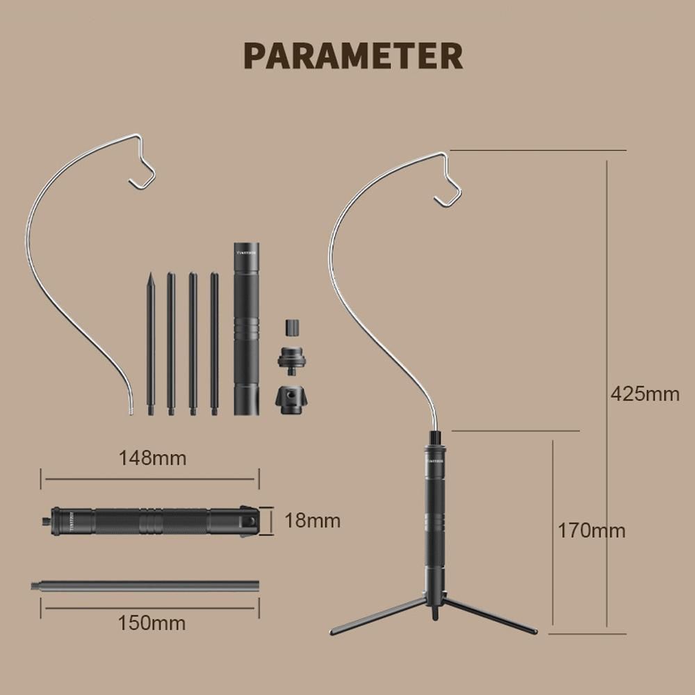 Lightweight Aluminum Alloy Light Holder Detachable Lamp Stand Outdoor Portable Easy To Build Lamp Holder with Tripod Multifunctional Lamp Camera Rack Camping Accessories