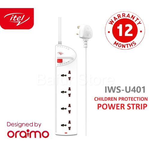 IWS-U401 4 Sockets 3m Cord Children Protection Power Strip