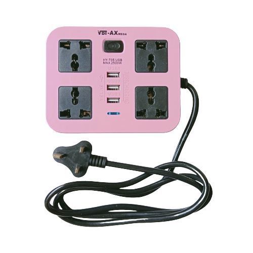 4 Way Extension Cord  Sockets With 3 USB Port Charger