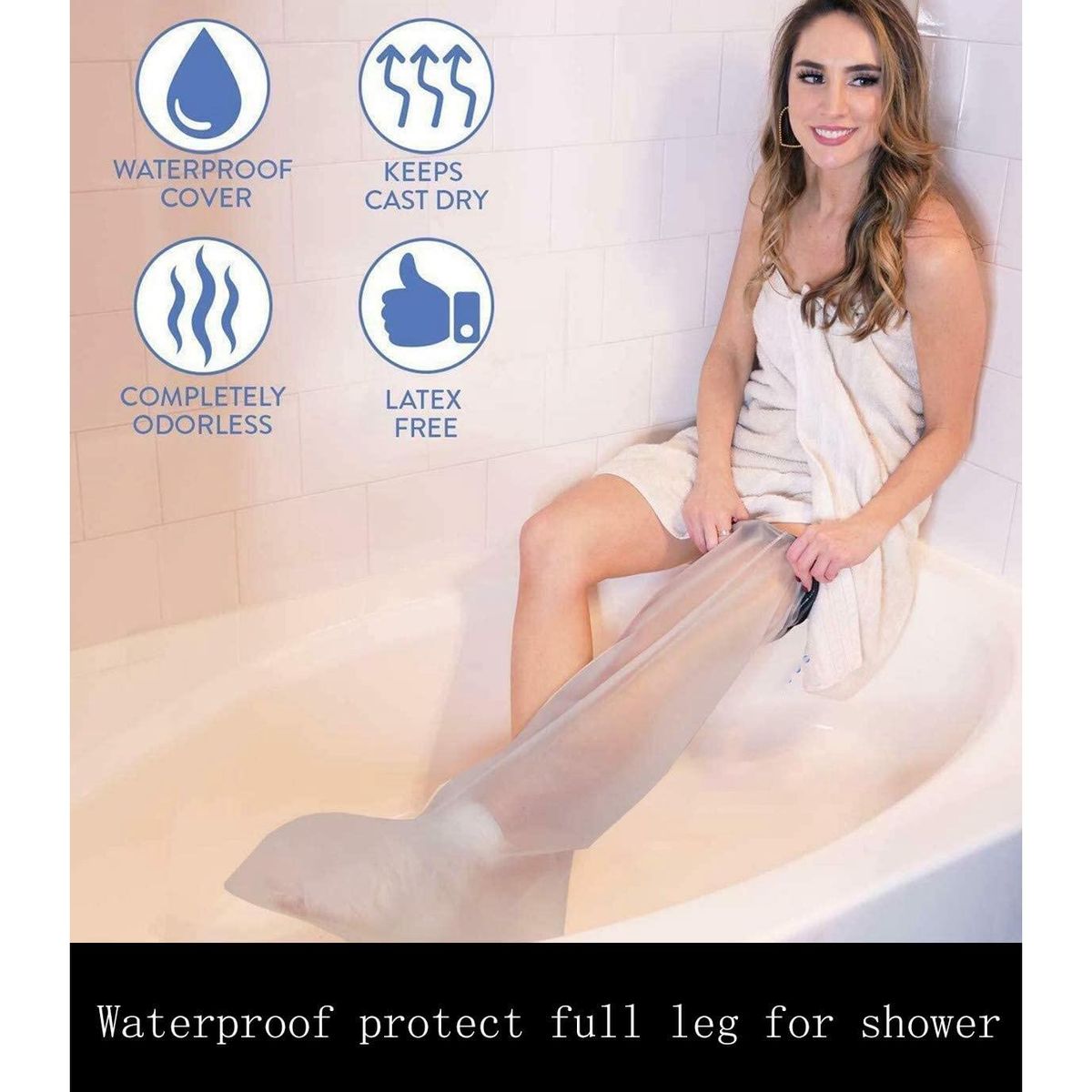 Waterproof Cast Cover Leg Adult Full Leg Shower Protector Watertight Protection for Foot Ankle Knee Wound