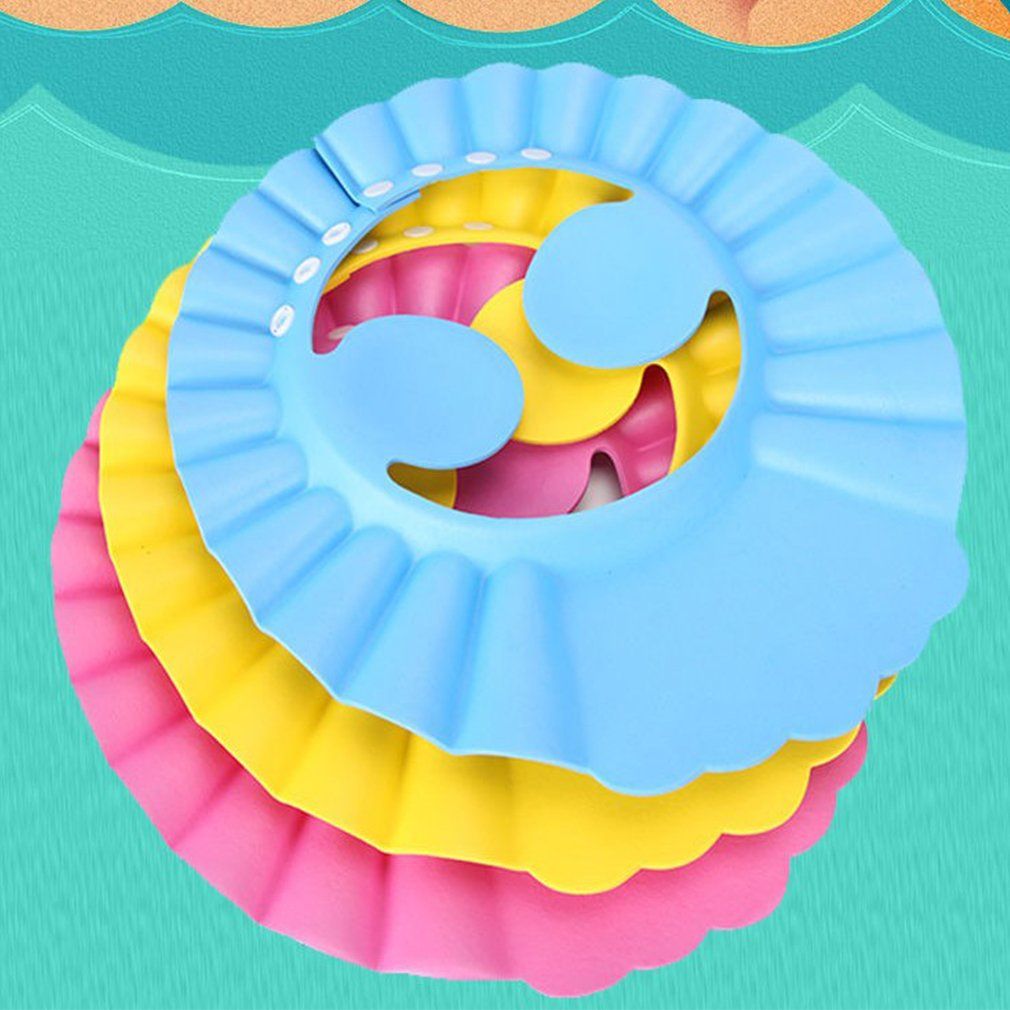 Adjustable Baby Swim Cap Bath Shampoo Eye Protection Head Shower Water Cover Baby Care Wash Hair Shower Cap For 0-6 Years Kids Pink
