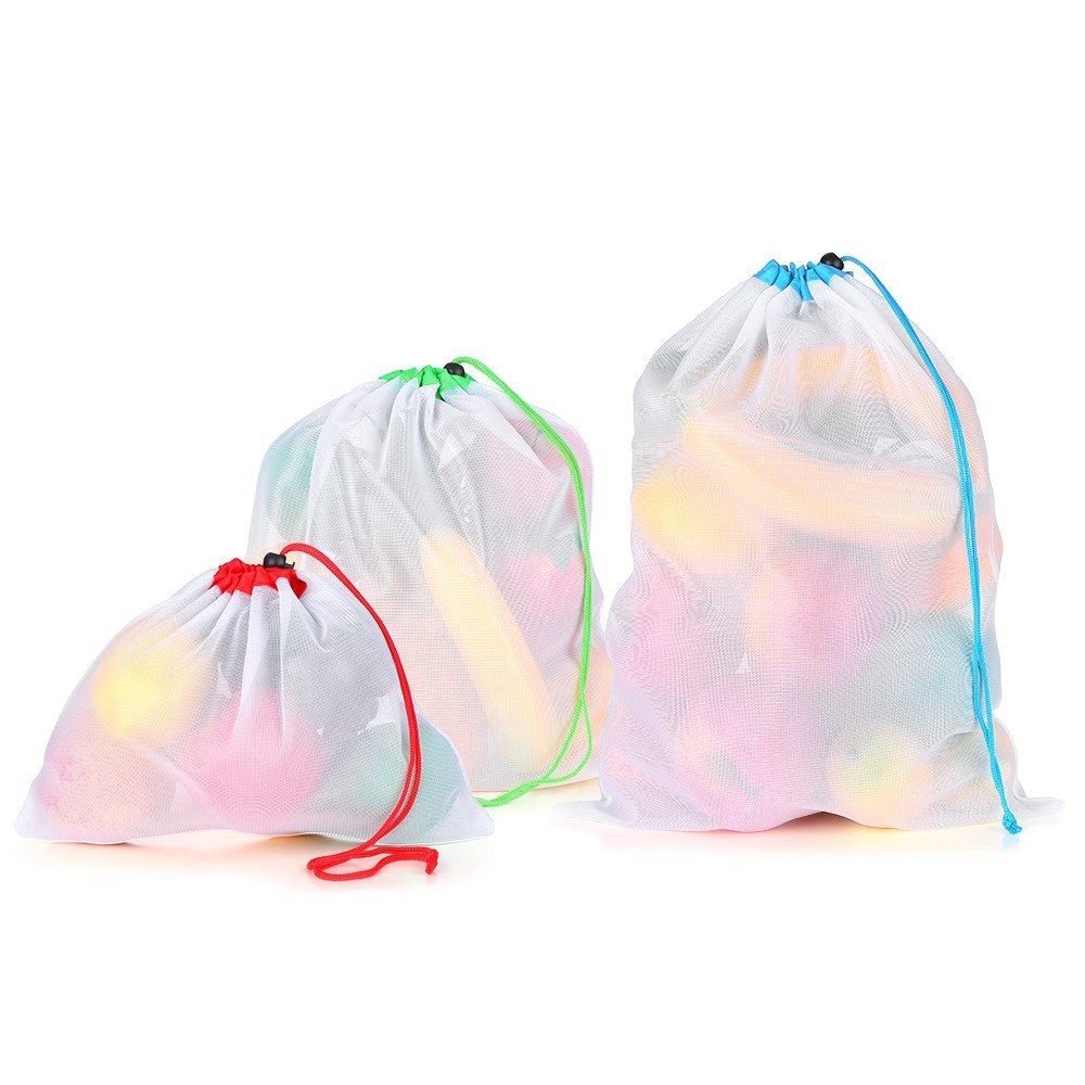 15 PCS Reusable Produce Bags 3 Sizes Washable Mesh Storage