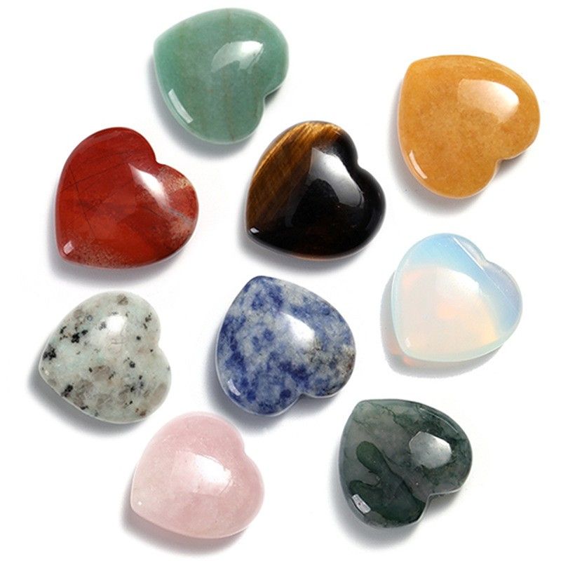 1pc Love Heart Shape Crystal Chakra Healing Stones Natural Quartz Gtones Pendant Home Handmade