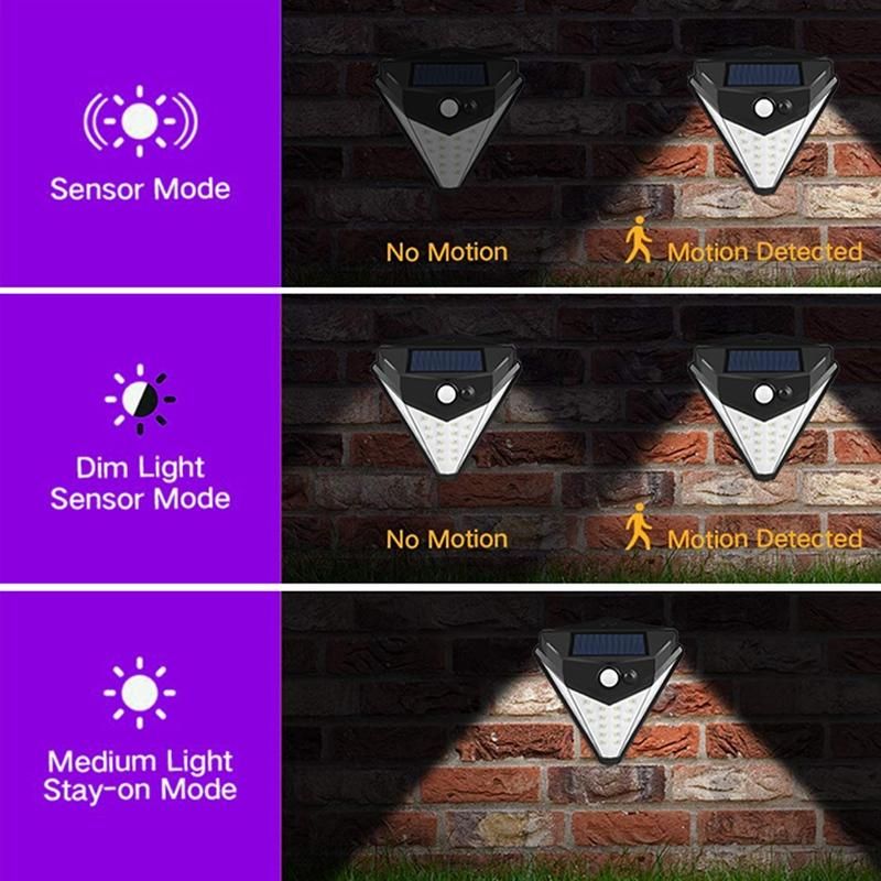 38LED Solar Motion Sensor Wall Lamp Waterproof Garden Securi