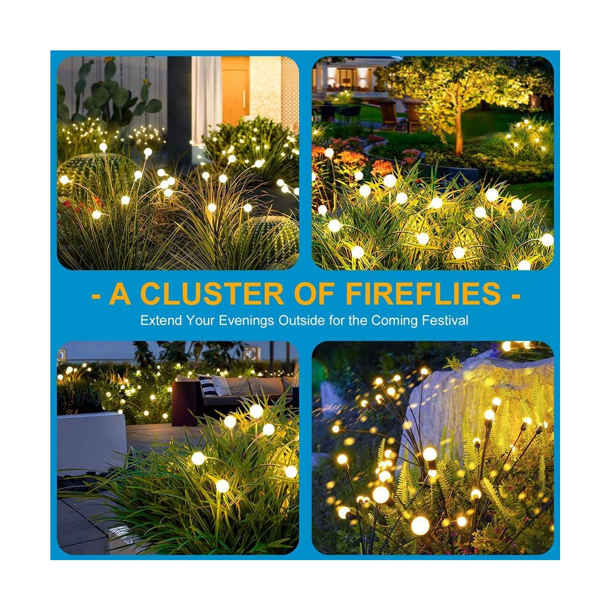 Solar Garden Lights, Upgraded 8LED Firefly Ligh