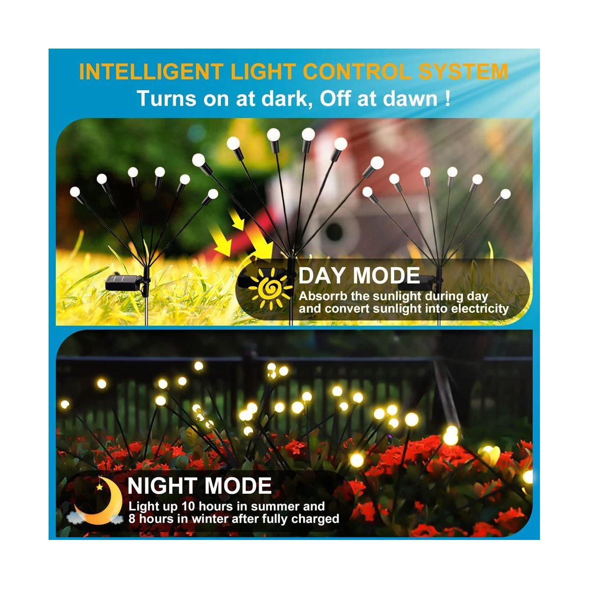 Solar Garden Lights, Upgraded 8LED Firefly Ligh