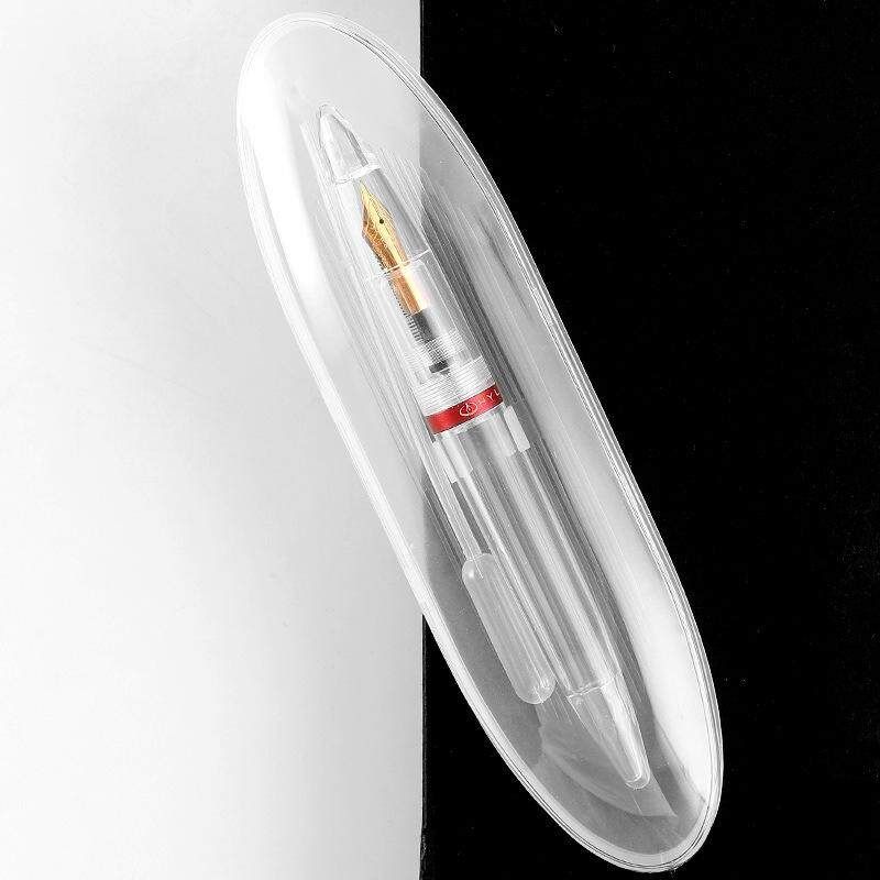 Transparent Clear Eyedropper Fountain Pen Fine Nib 0.5mm Writting Pens Red Qiankun Circle
