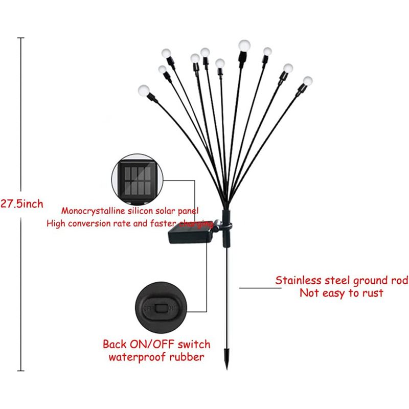 2PCS 10 Head Solar Powered Lights