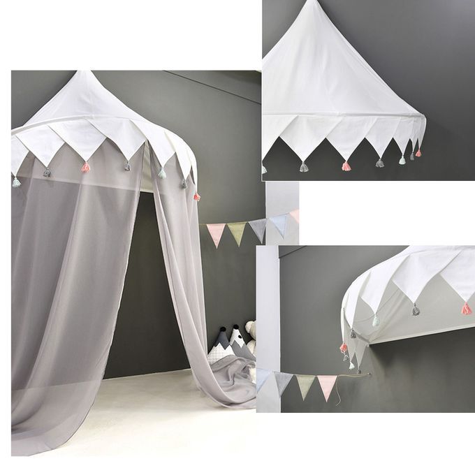 Bed Canopy With Chiffon Curtain, Kids Bedroom Decor Reading Nook 43''