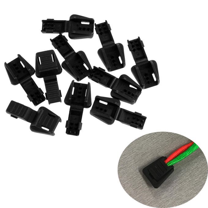 10 PCS Zipper Puller Cord Lock Ends Fasteners Stoppers Zip Black