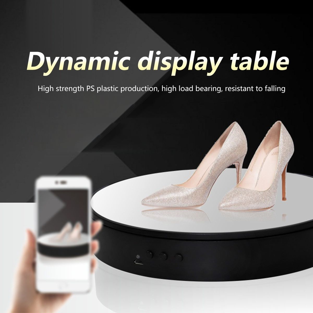 Rotating Display Holder Electric Rotating Turntable Jewelry Holder Black