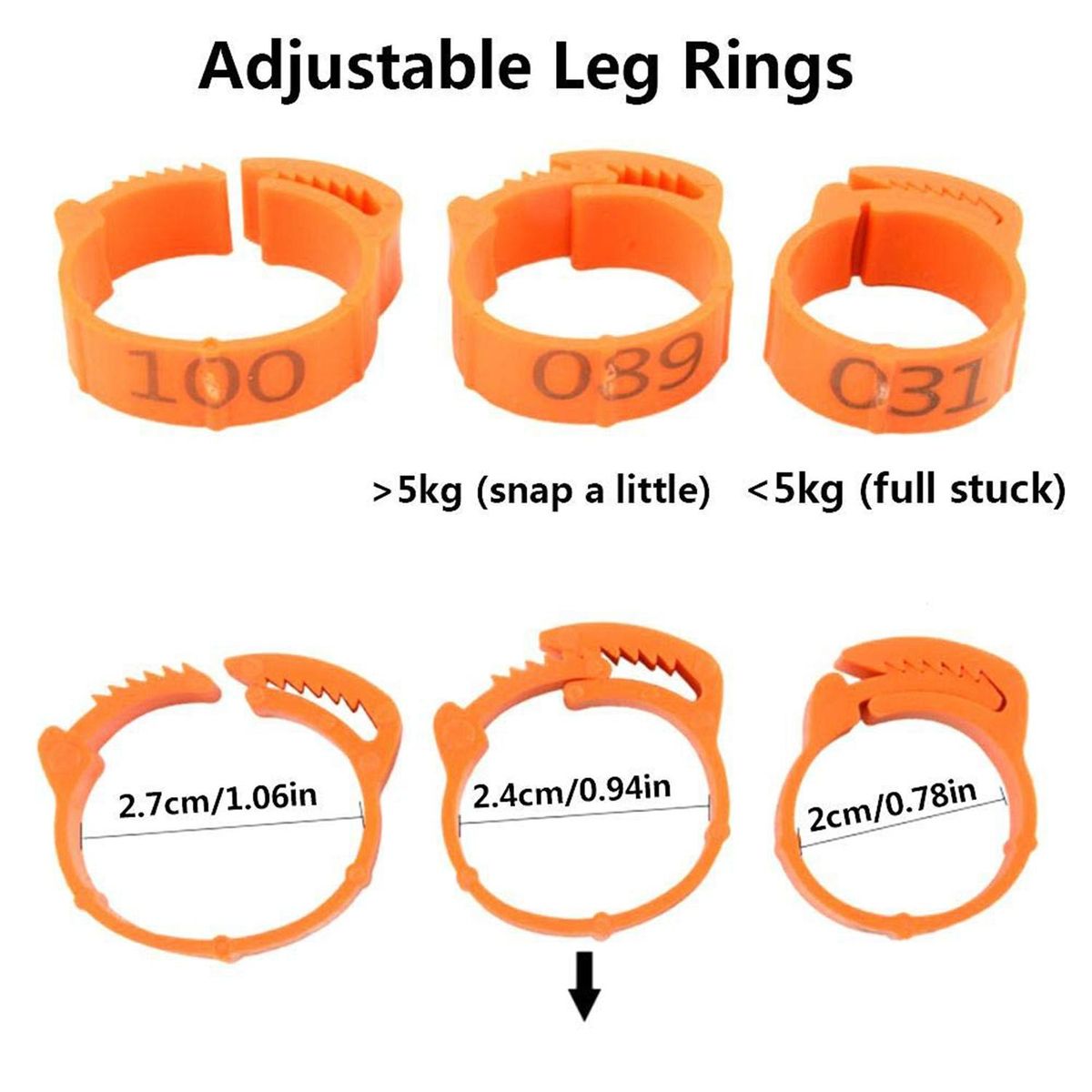 100Pcs Chicken Identification Leg Bands Tags Poultry Leg Bands Bird Leg Bands Duck Leg Bands Clip-on Rings