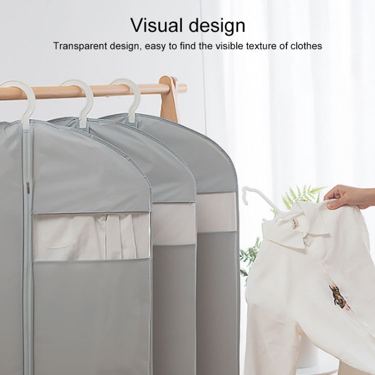 Thicken Solid PEVA Clothing Dust Cover Suit Coat Waterproof Protector Storage Bag With Zipper 60x130cm