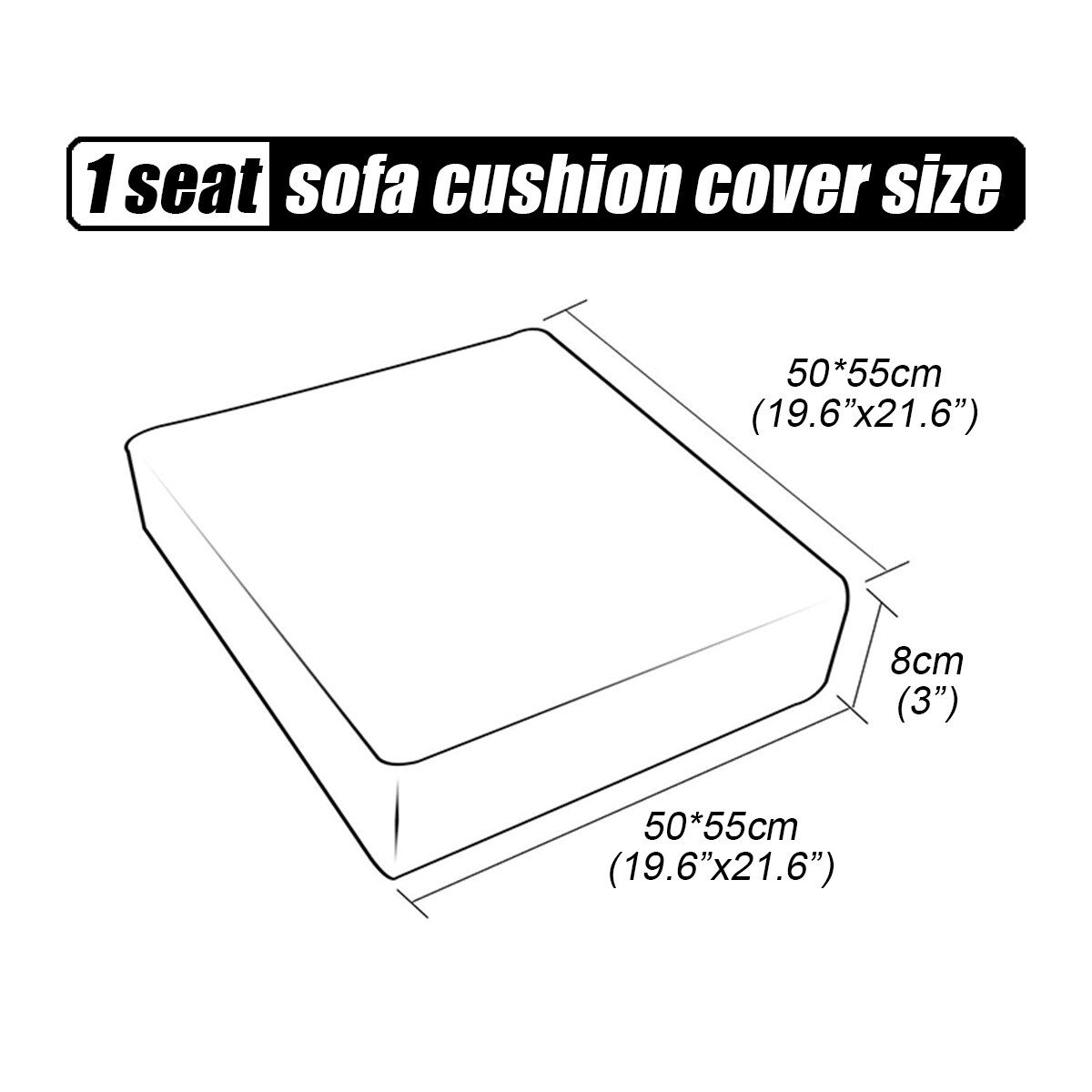 1/2/3 Seats Stretch Sofa Seat Cushion Cover Protector Elastic Washable Removable Black