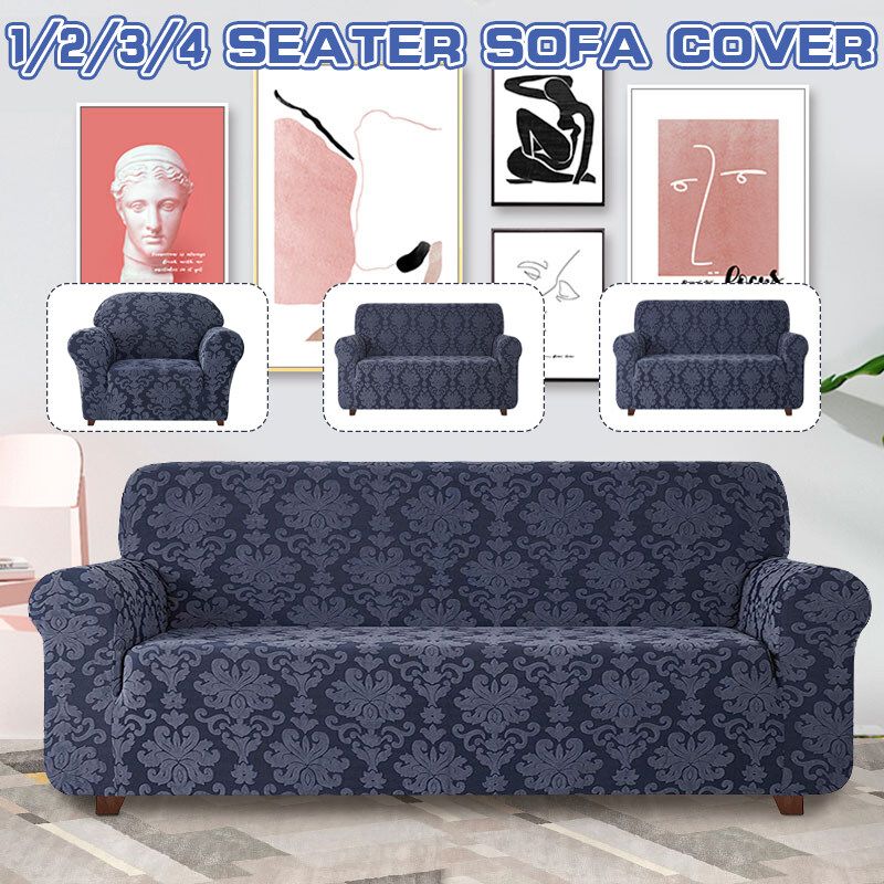 1/2/3/4 Seat Extendable Sofa Cover Sofa Chair L-shaped All-inclusive Multifunctional Set Universal Stretch Sofa Cover Non-slip Retro Leather Sofa Cover Grey