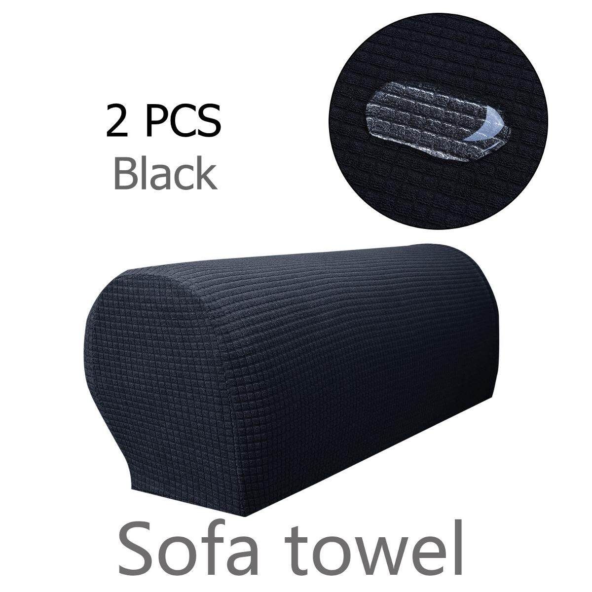 Set Of 2 Premium Furniture Armrest Covers Sofa Couch Chair Arm Protectors Black