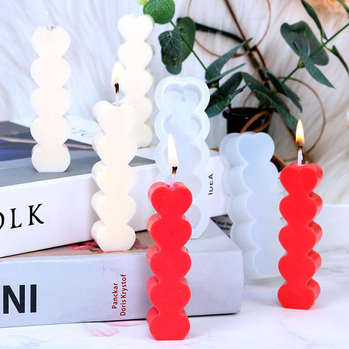 Candle Mold Valentines Day Ambient Heart Candle Shaping Mould White