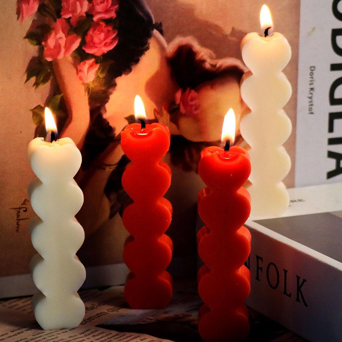 Candle Mold Valentines Day Ambient Heart Candle Shaping Mould White