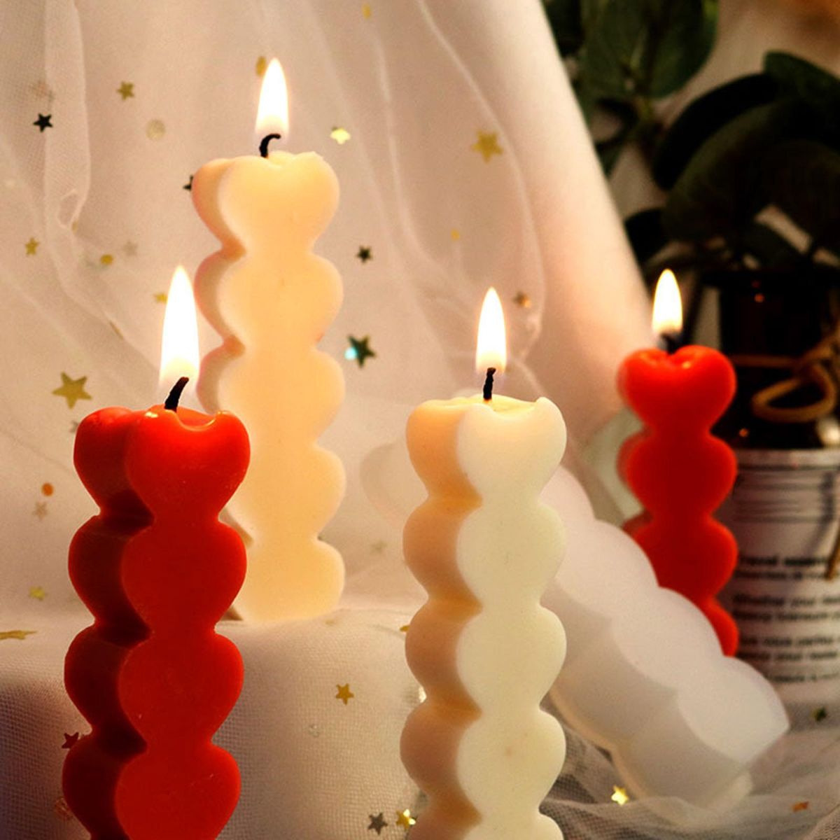 Candle Mold Valentines Day Ambient Heart Candle Shaping Mould White
