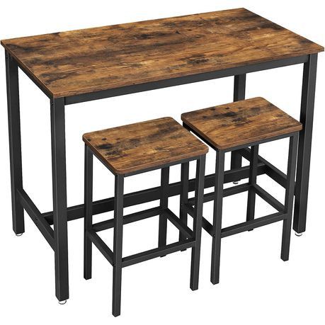 CANTEEN BAR TABLE WITH 2 STOOLS DINING KITCHEN COUNTER