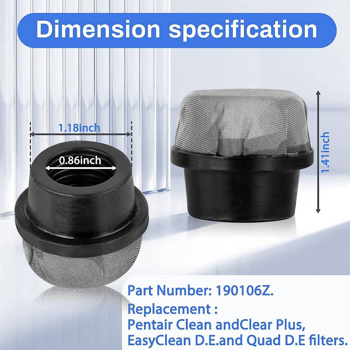 190106Z Screen Cap Air Bleeder Screen Replacement for Pentair Clean and Clear Plus, EasyClean D.E.and Quad D.E Filters