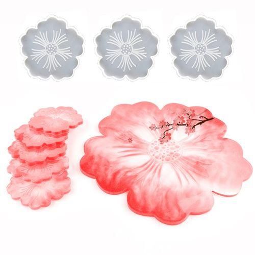 Silicone Tray Mold Set DIY Flower Coaster Mold
