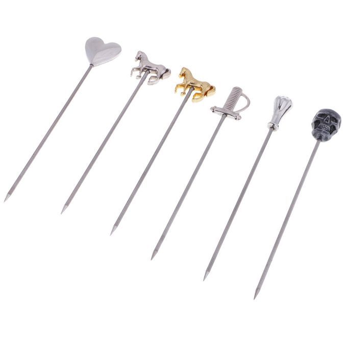 6PCS Stainless Steel Cocktail Party Fruit Fork Wine Signs Cocktail