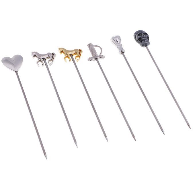 6PCS Stainless Steel Cocktail Party Fruit Fork Wine Signs Cocktail