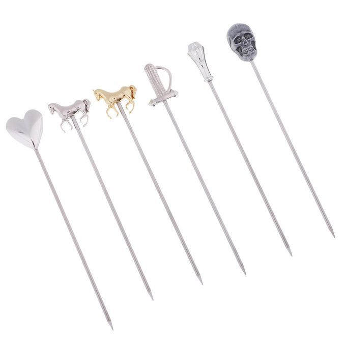 6PCS Stainless Steel Cocktail Party Fruit Fork Wine Signs Cocktail