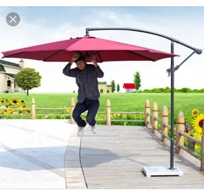 Garden Umbrella Cantilever Support With Marble Base- Red