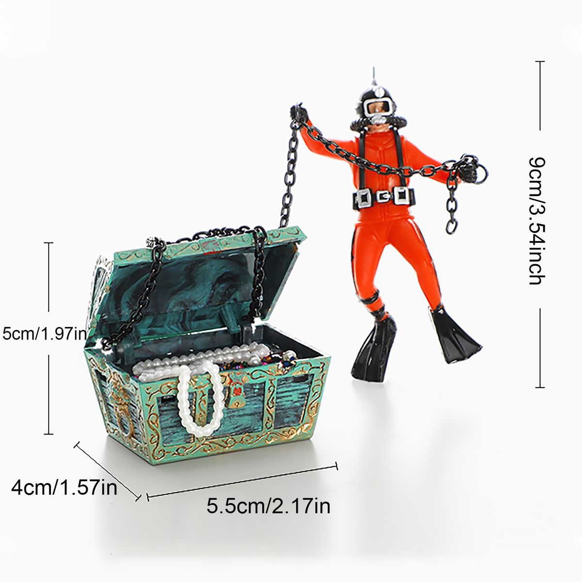 Fish Tank Treasure Chest & Diver Live-Action Aerating