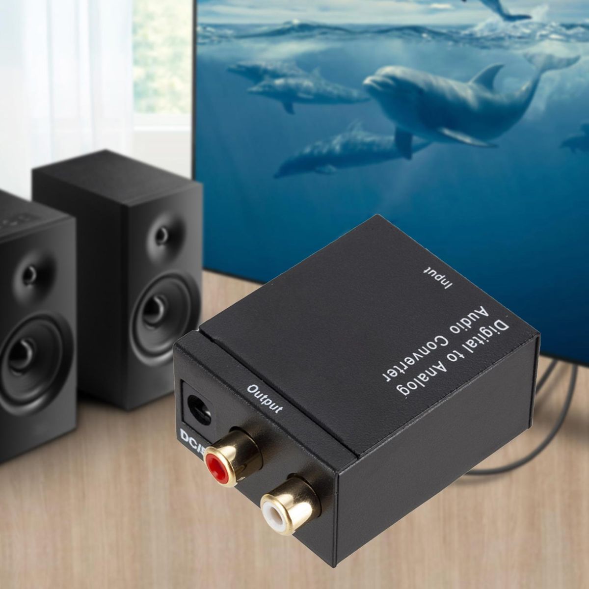 Converter Optical Coaxial Fiber Adapter Black