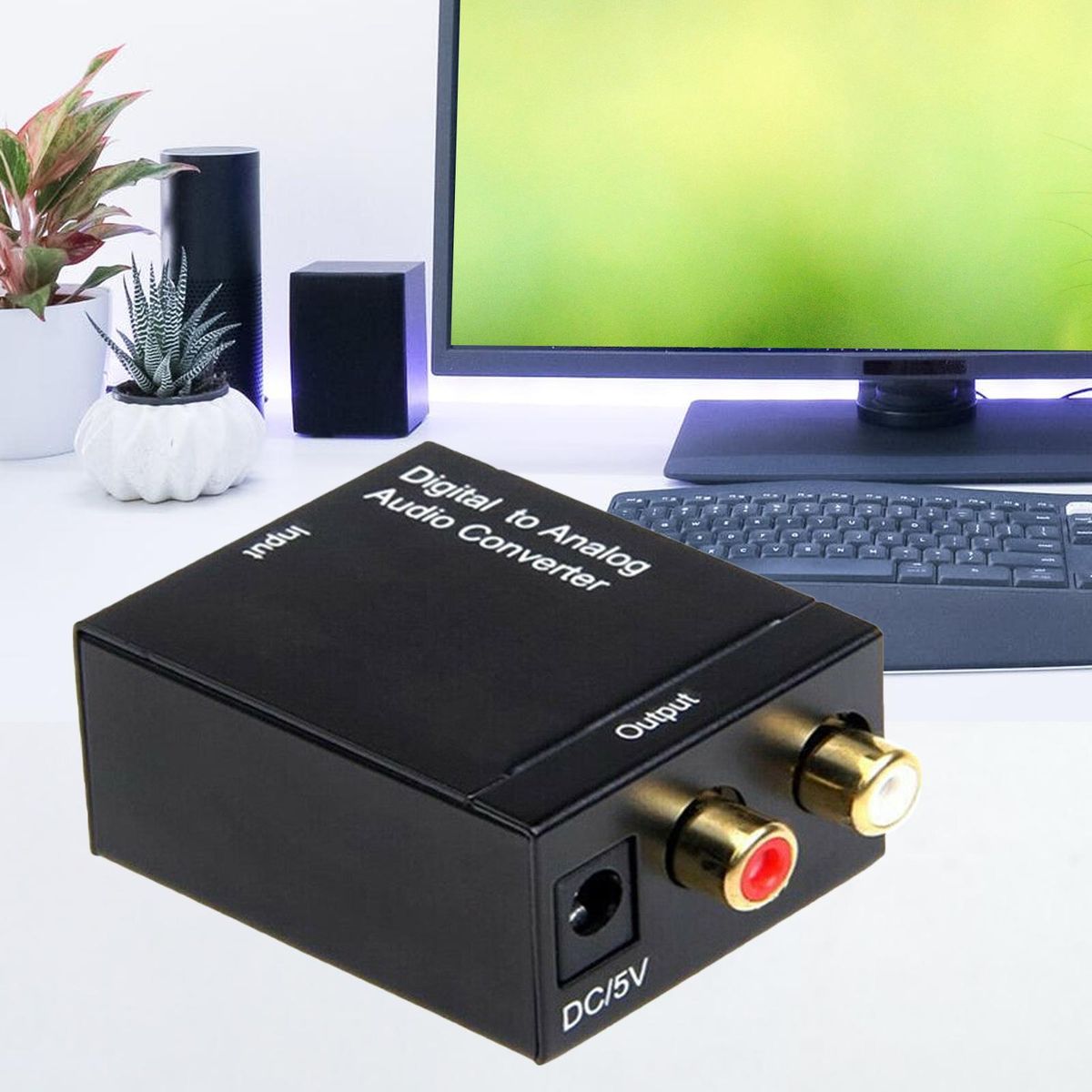 Converter Optical Coaxial Fiber Adapter Black