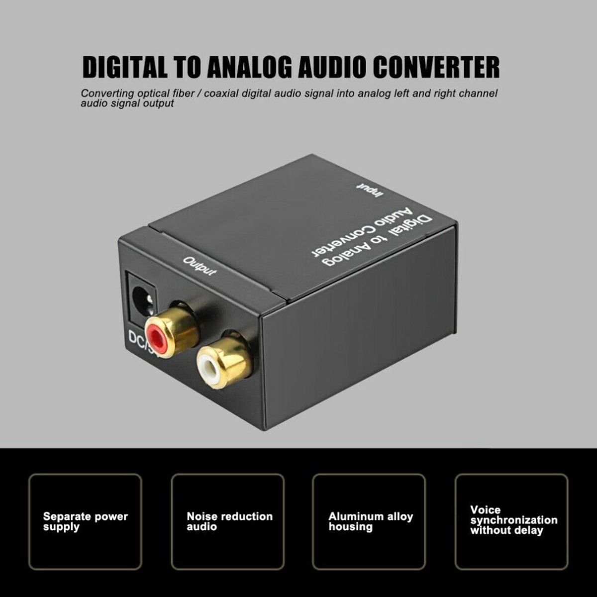 Converter Optical Coaxial Fiber Adapter Black