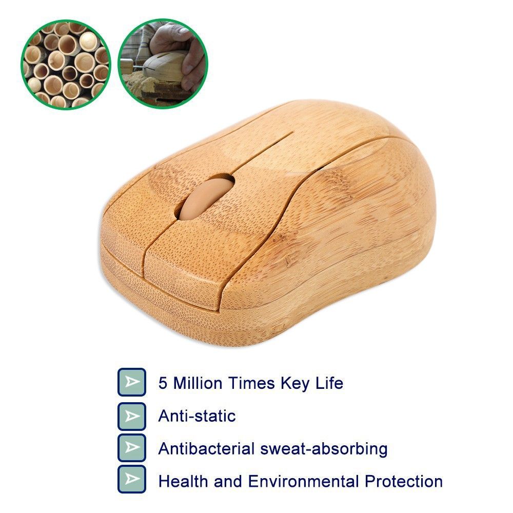 2.4G Wireless Optical Bamboo Mouse 3 Adjustable DPI Computer