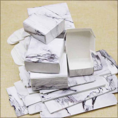 10pcs Marbling Kraft Paper Candy Box Cardboard Handmade DIY