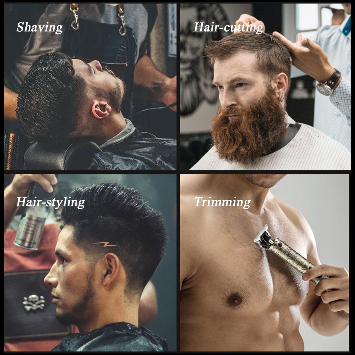 Men Hair C-lippers Cordless Barber Hair Cutting Machine Kit Beard Trimmer Haircut Grooming Set T-Blade Trimmer USB Operated/ LEDs Digital Display/ Built-in 1500mAh High Capacity Rechargeable Cell/ 1mm/ 2mm/ 3mm/ 4mm Frame Lim