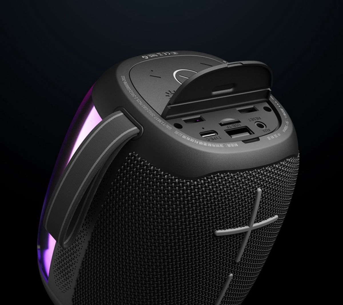 V12S PRO Outdoor Waterproof Dazzling Light Bluetooth Speaker Black