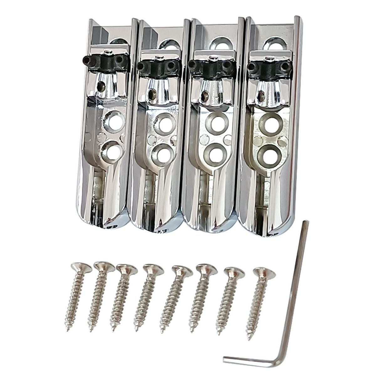 4pcs Bass Guitar Bridge Individual Bass Bridge Guitar Bridge Single Individual Tailpiece Single String Bass Bridge Bass Guitar Saddles Compatible with 4 String Electric Bass Guitar Accessories