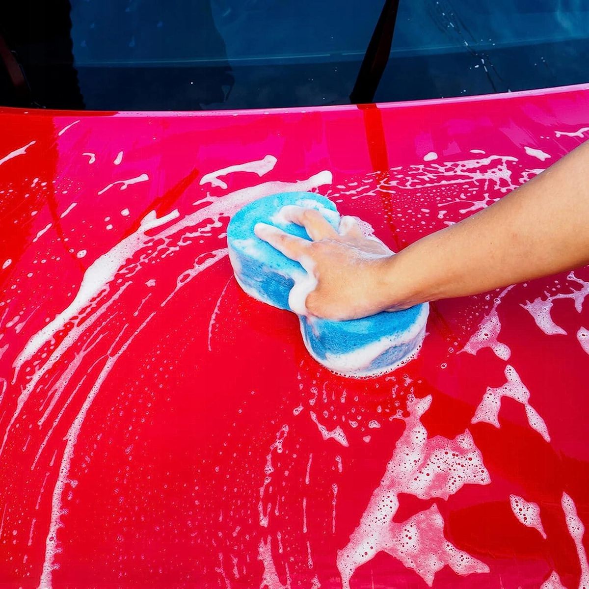 15 Pcs Car Wash Sponges, Handy Cleaning Scrubber Washing Sponge Pads for Cars and Kitchen with Vacuum Compressed Packing, 5 Colors