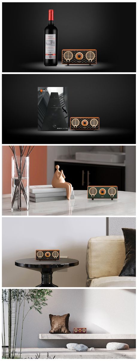 A/HiVi Classical M2R Sonata Log Wireless Bluetooth Active FM Radio Portable Speaker Green