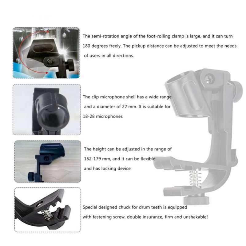 Holder Holder Adjustable Pair Clips 1 Microphone Shockproof Mic Snare Anti-slip Stand Mount Drum Clamp Guitar New Clip