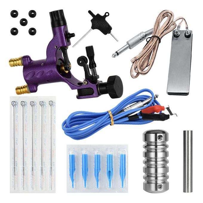 Beginner Complete Tattoo Kit Professional Machine Rotary Tool Purple